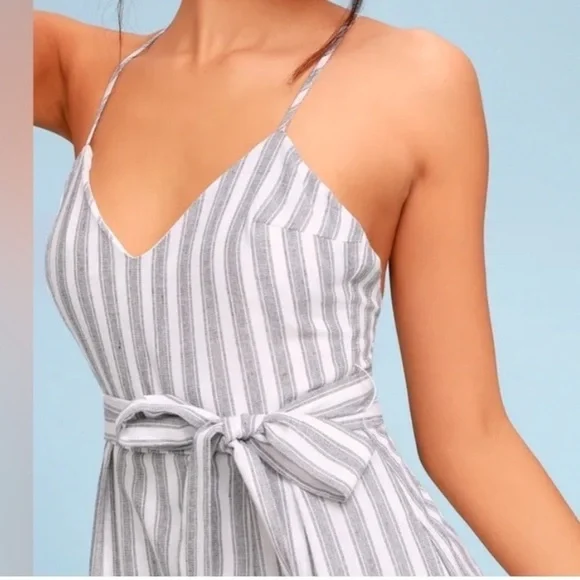 Lulus Nelson Gray and White Striped Midi Dress (XS) Excellent Condition - Picture 5 of 11